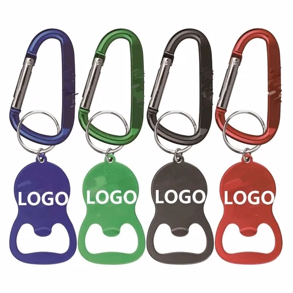 Round Shape Plain Bottle Opener with Key Ring & Carabiner