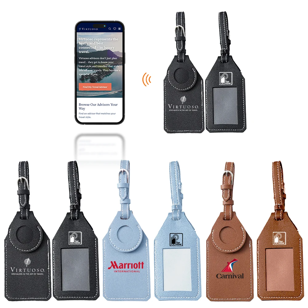 SmartTap Leather NFC & AirTag Luggage Tag 1