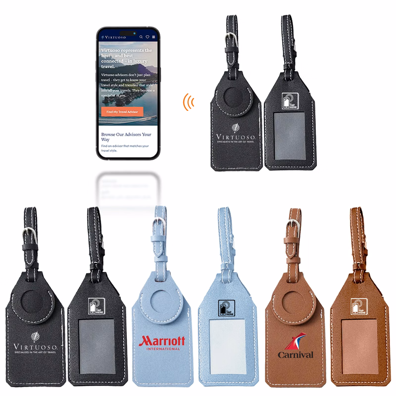 SmartTap Leather NFC & AirTag Luggage Tag