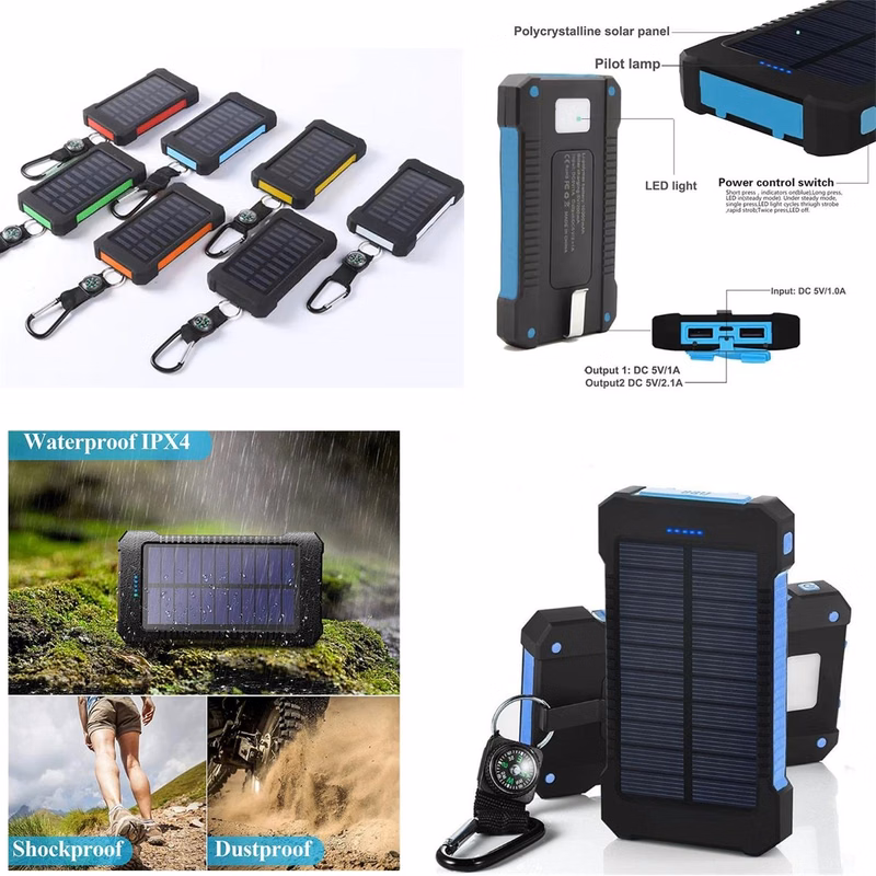 Dual USB with LED Flashlight Solar Power Bank-10000mAh