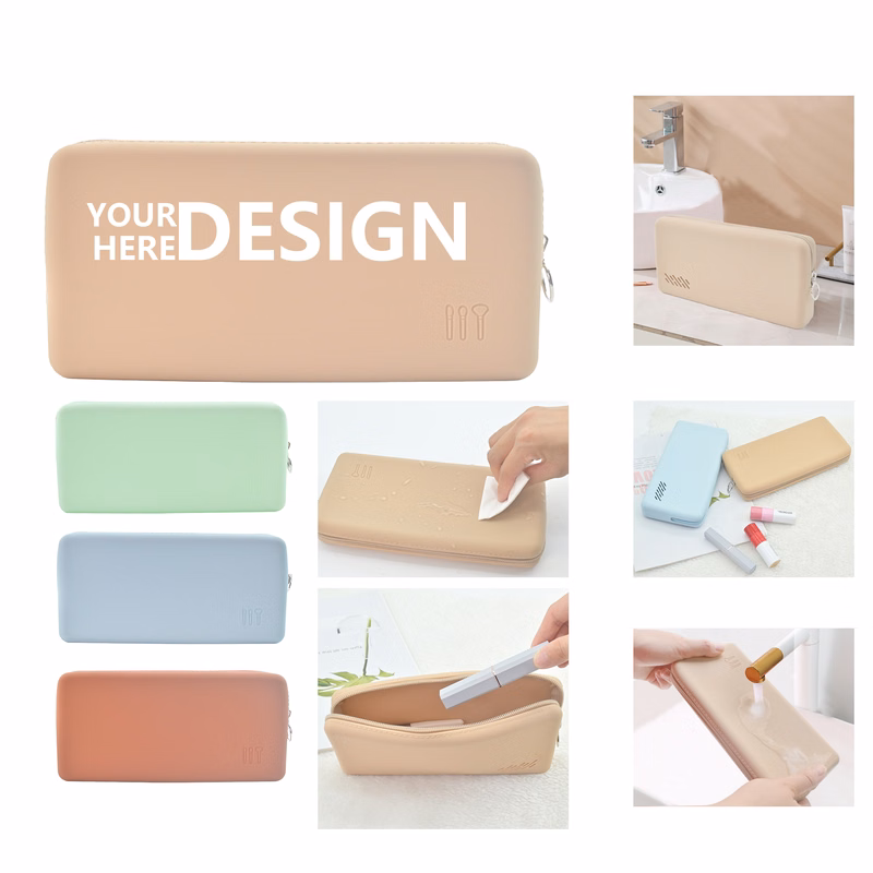 High-Capacity Silicone Travel Makeup Bag with Zipper for Outdoor Adventures