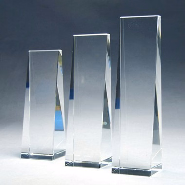 Up-Right Standing Crystal Trophy - Med Size