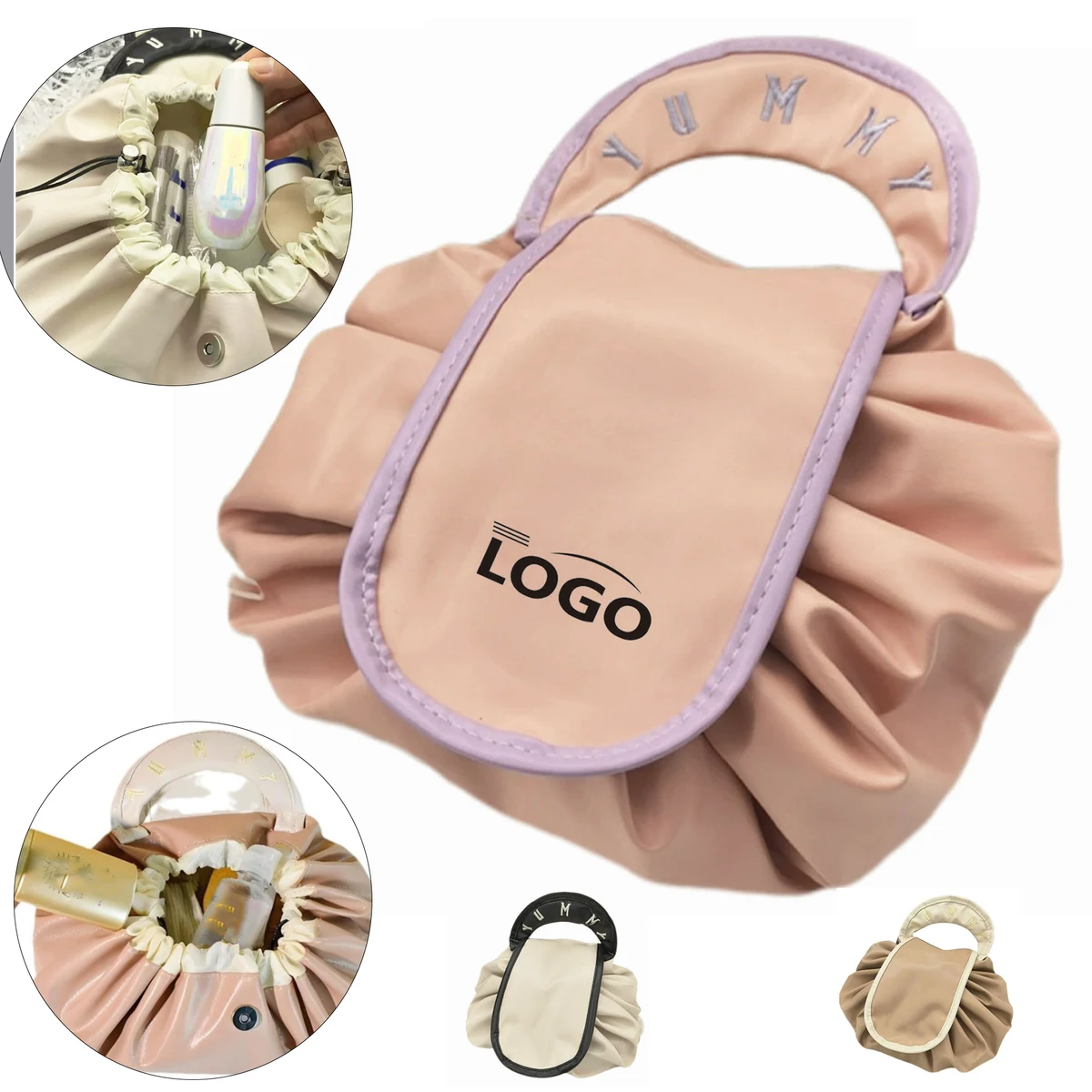 Stylish PU Lazy Drawstring Cosmetic Pouch 1