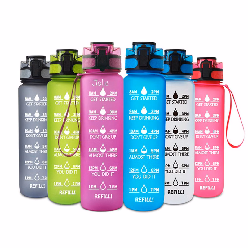 Plastic Sport Water Bottle with Time Markers