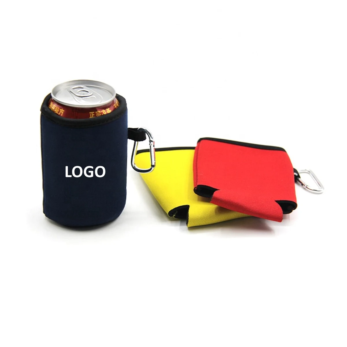 Collapsible Can Kooler With Carabiner, custom koozie with logo imprint 1