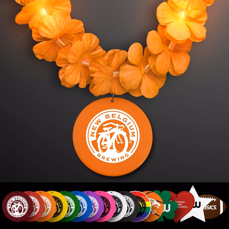 Light Up Orange Lei with Medallion