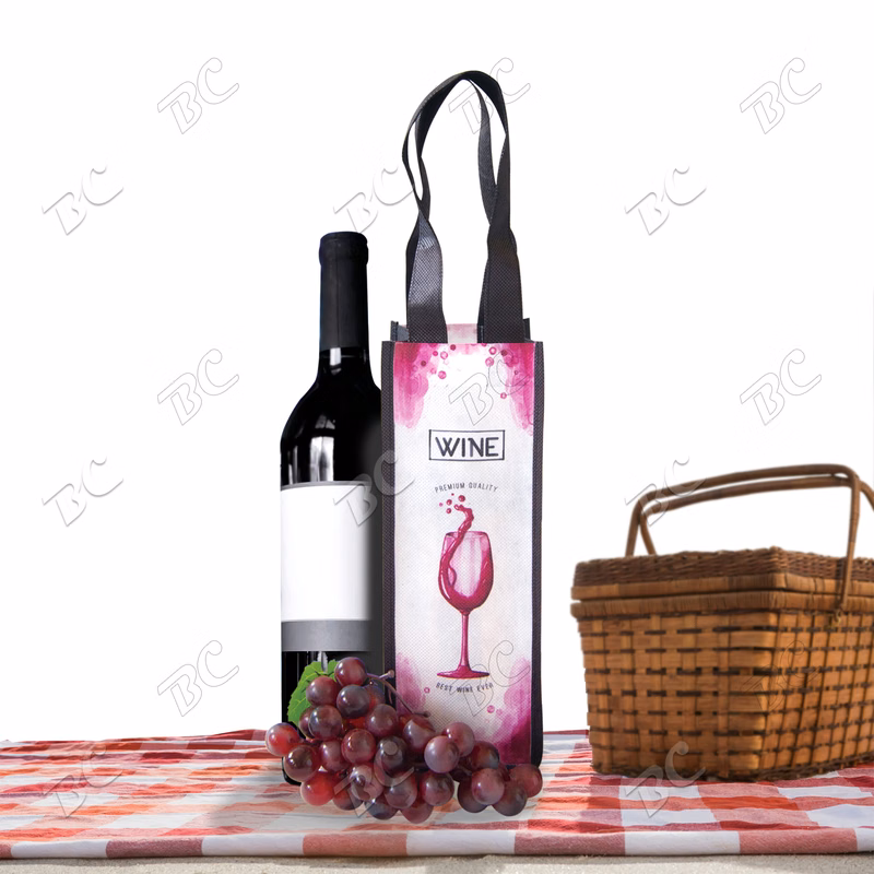 Fully Sublimated Non-woven Single Bottle Wine Tote