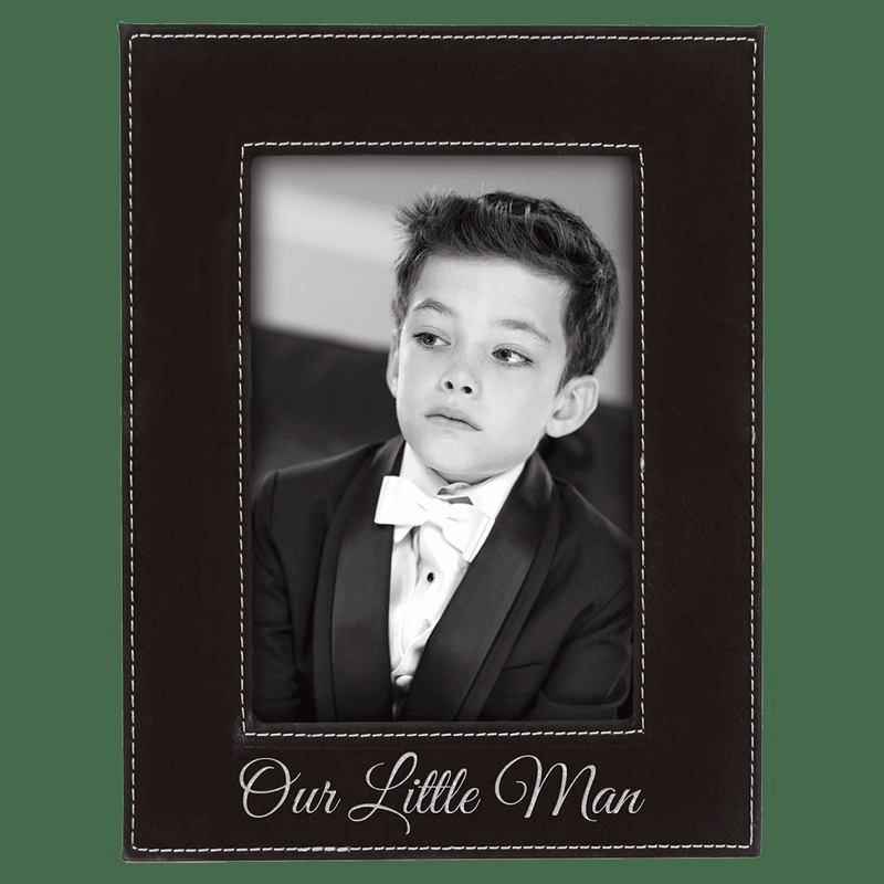 4" x 6" Black/Silver Leatherette Photo Frame