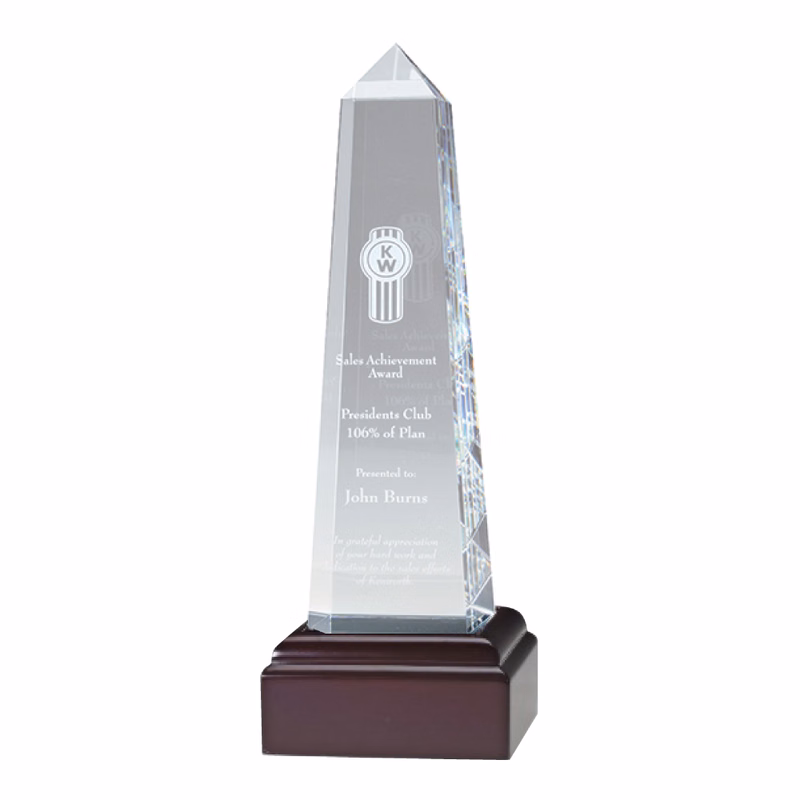 Obelisk with Black Optical Crystal Base - 10 "