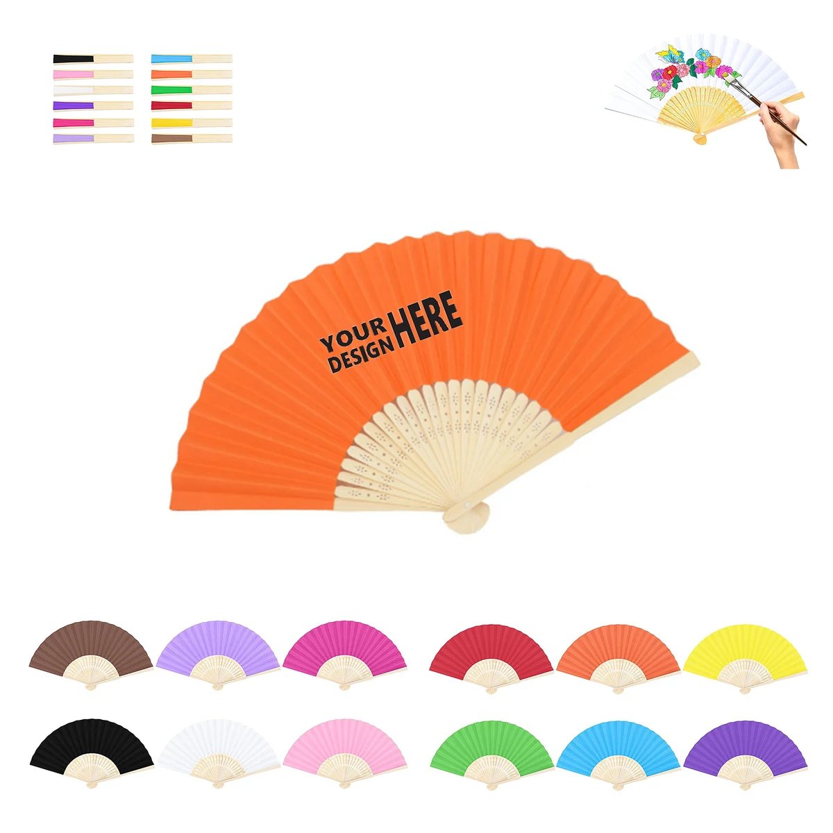 Full-color Folding Bamboo Paper Hand Fan MOQ100 1