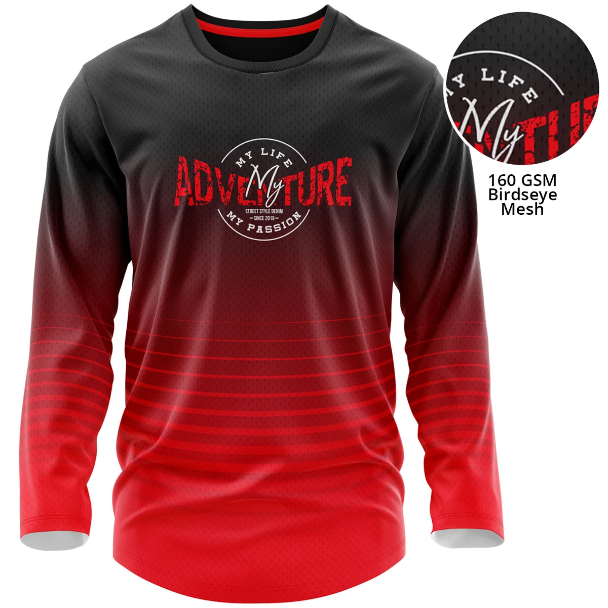 Men's 160 GSM Birdseye mesh Sublimation Long Sleeve T-shirt 1