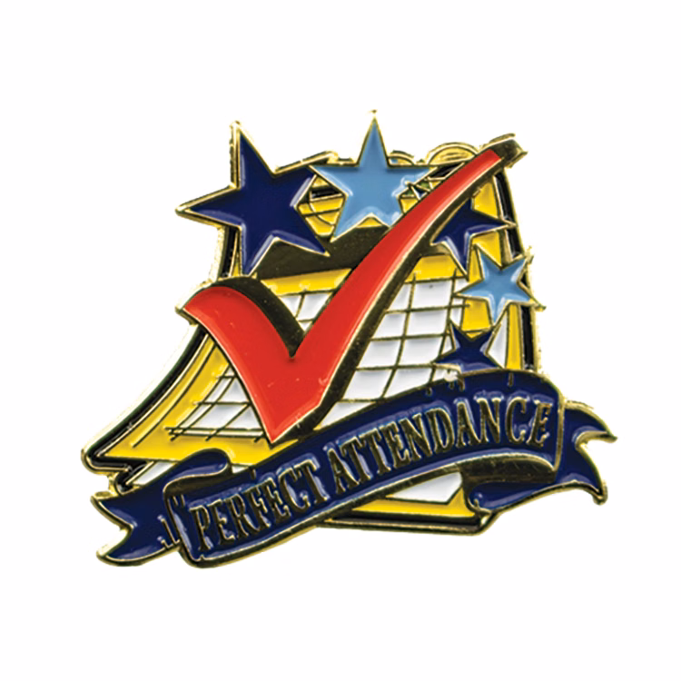 Educational Lapel Pin- Perfect Attendance (1-1/8")