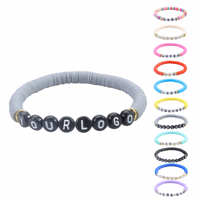 Concert Fan Letter and Number Polymer Clay Bracelet