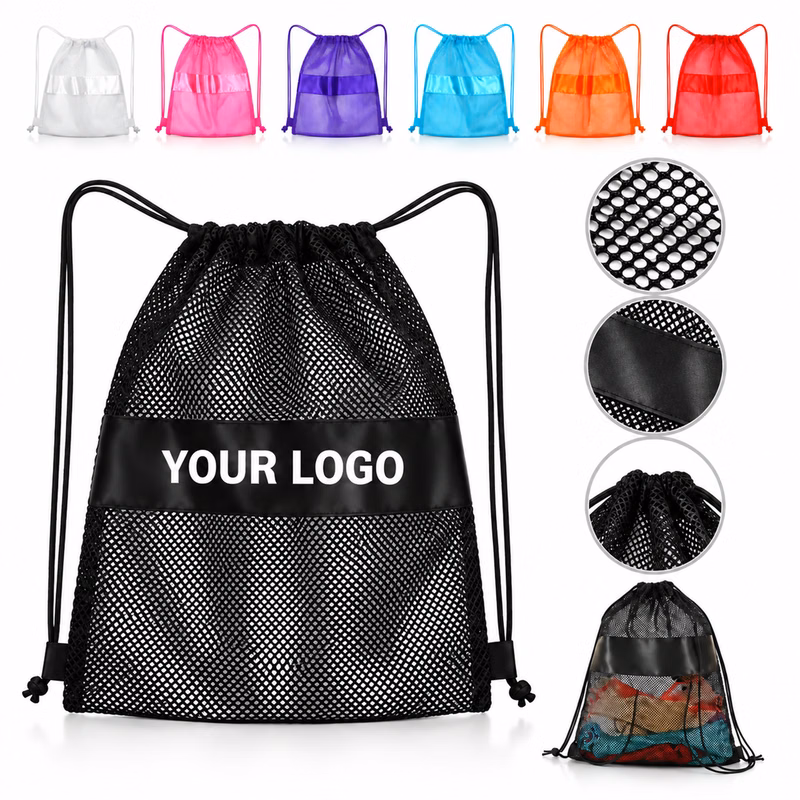 Mesh Drawstring Backpack With Adjustable Shoulder Straps