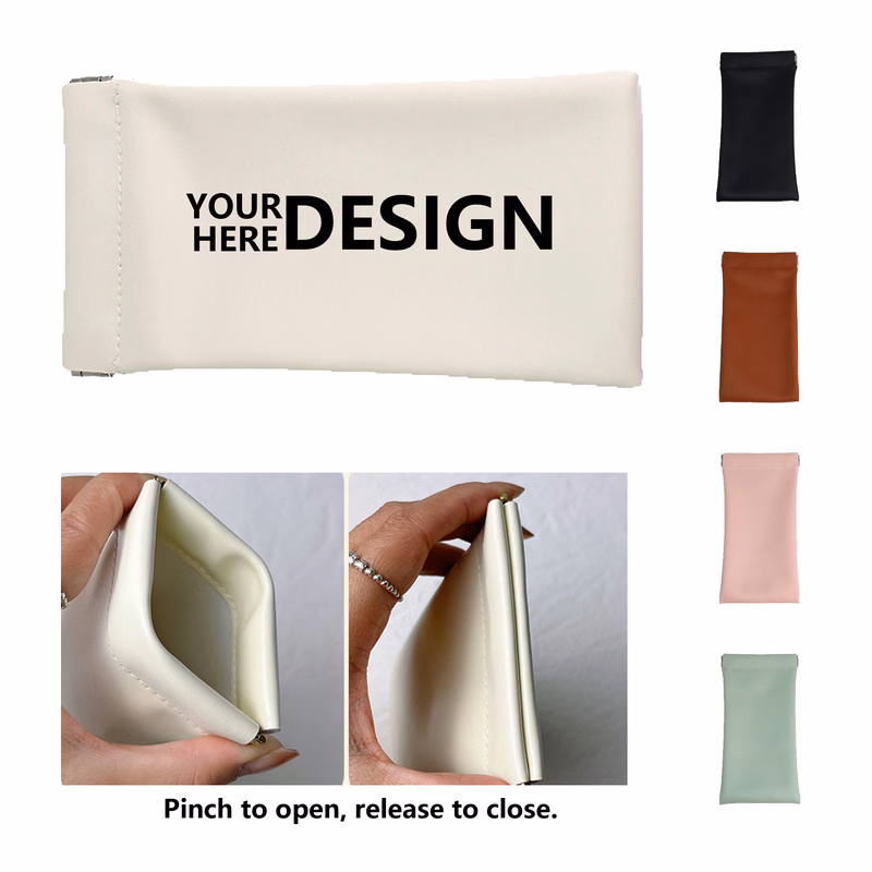 Minimalist PU Leather Sunglasses Pouch with Snap Closure
