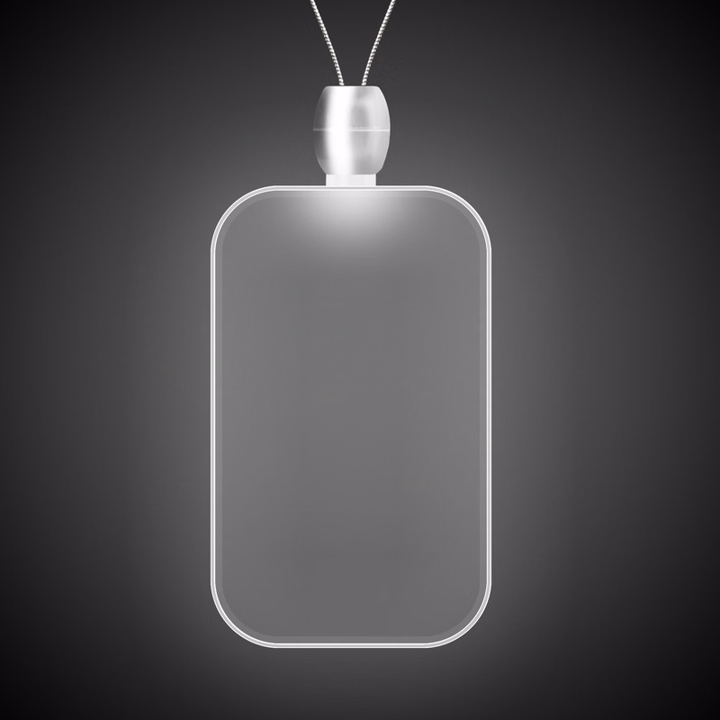 Dog Tag White Light-Up Acrylic Pendant Necklace