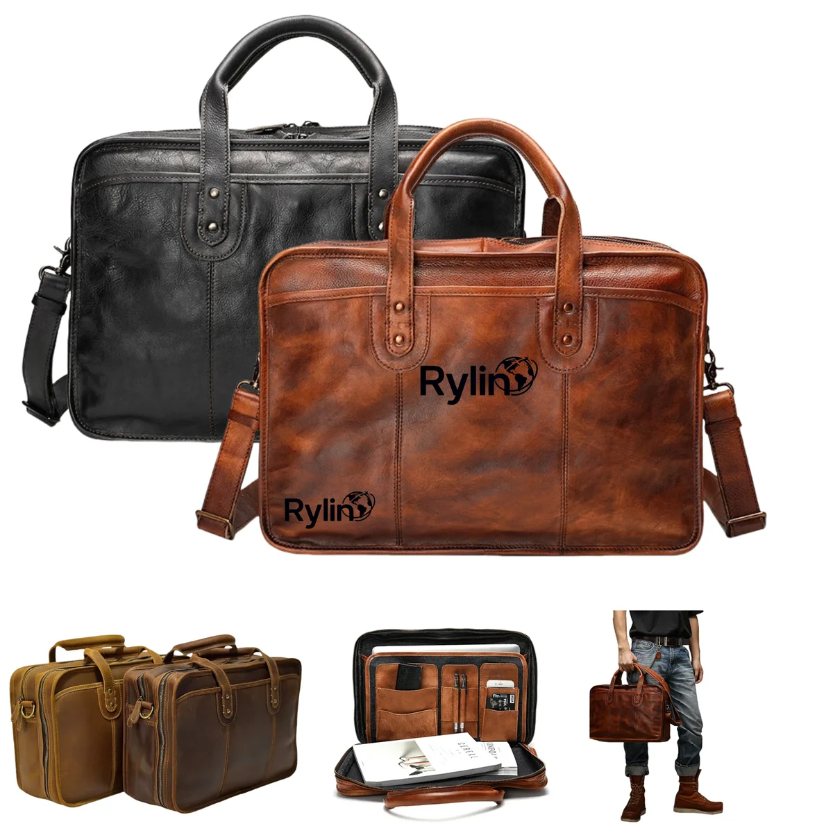Vintage Business Handbag - Top-Grain Pure Leather 1