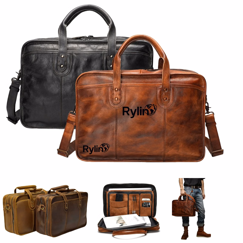Vintage Business Handbag - Top-Grain Pure Leather