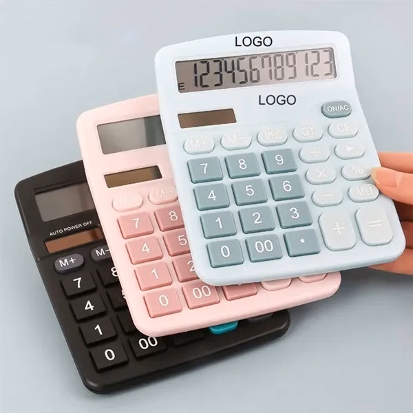 Custom 12 Digit Display Solar Desktop Calculator — Professional Office Desk Accessory