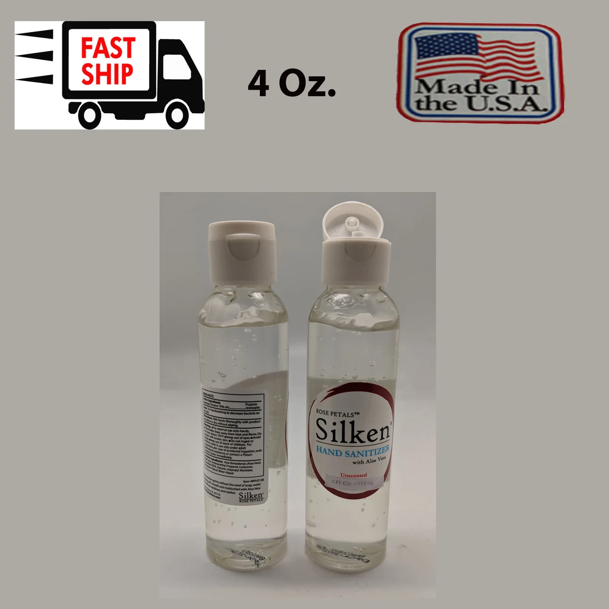 4 Oz Aantibacterical Clear Hand Sanitizer Made in USA 1