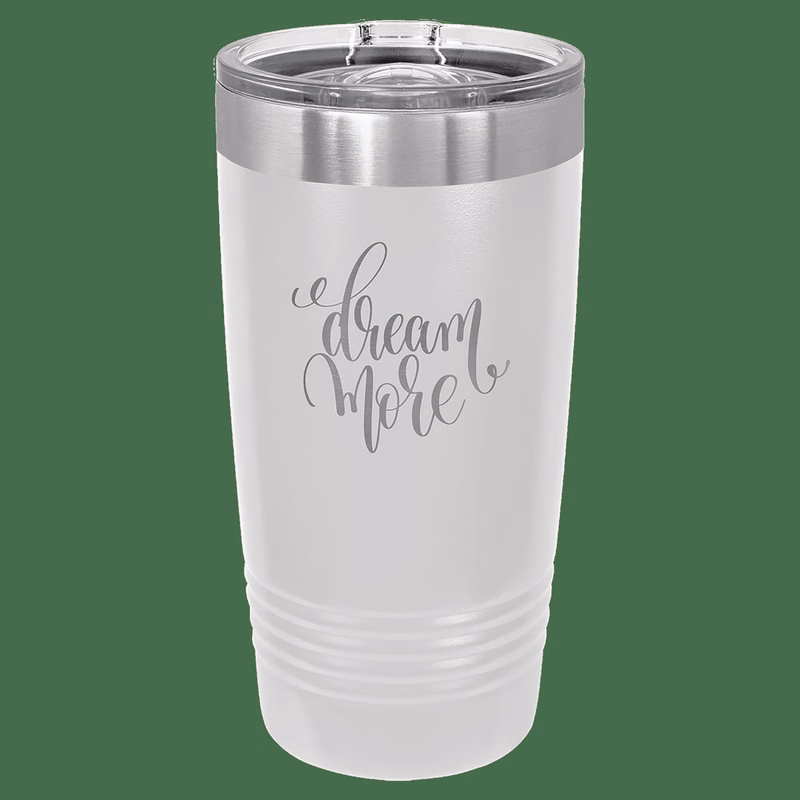 20 oz. White Laser Engraved Polar Camel Ringneck Tumblers w/Slider Lid