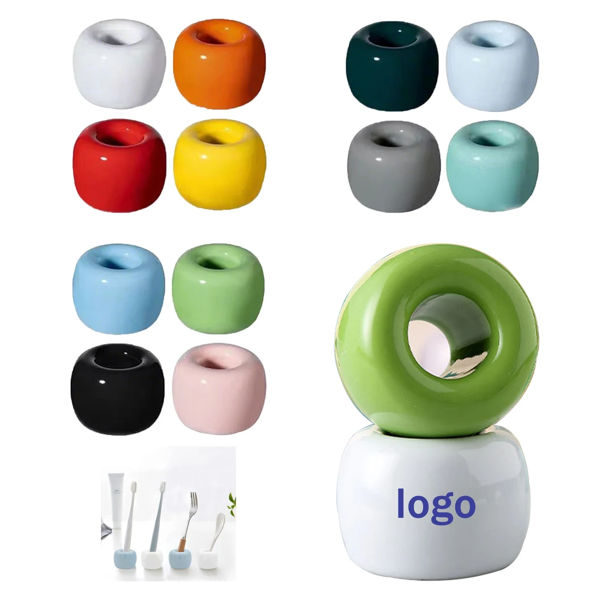 Round Ceramic Toothbrush Holder 1