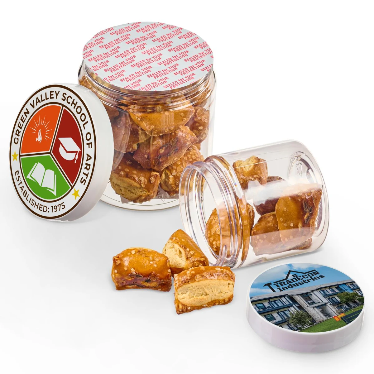 8 OZ JAR OF PRETZEL STUMPS 1