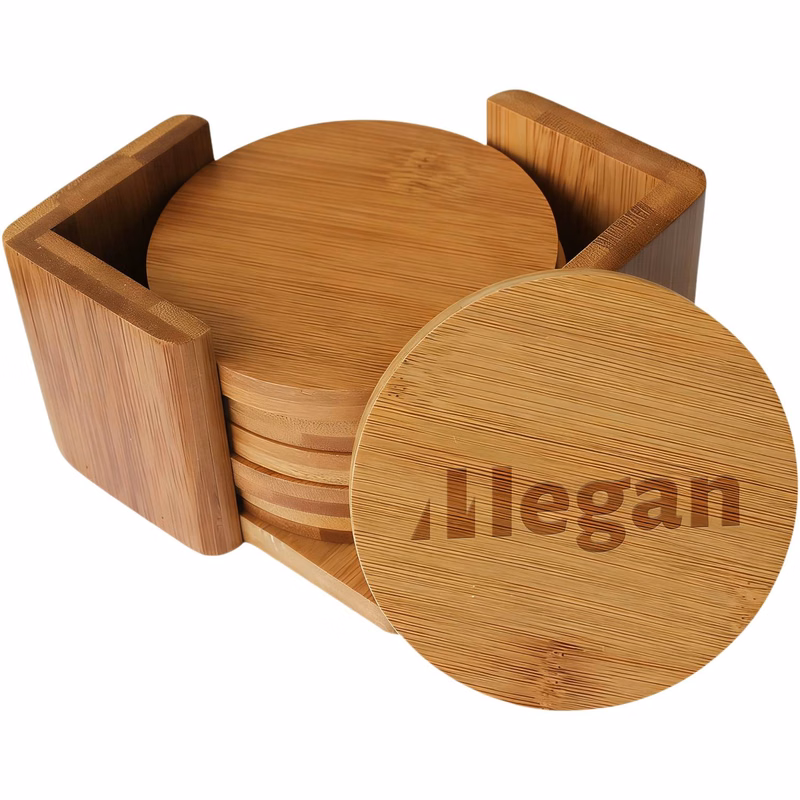 6-Piece Bamboo Coaster Set w/ Stand