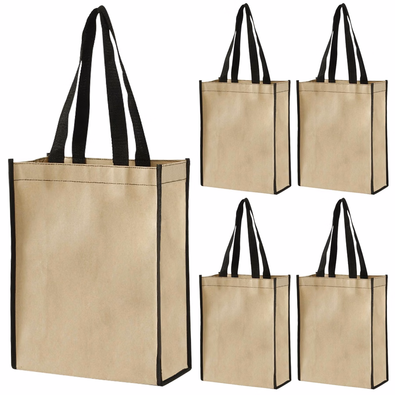 Natural Kraft Paper Sack Tote with Non-Woven Liner