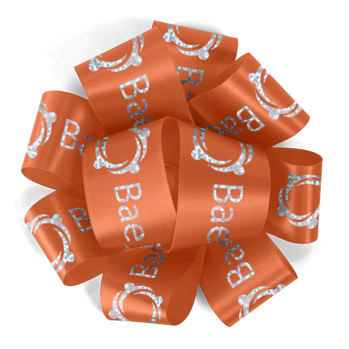 1 1/2" Badge Satin Bow - Foil Print 1