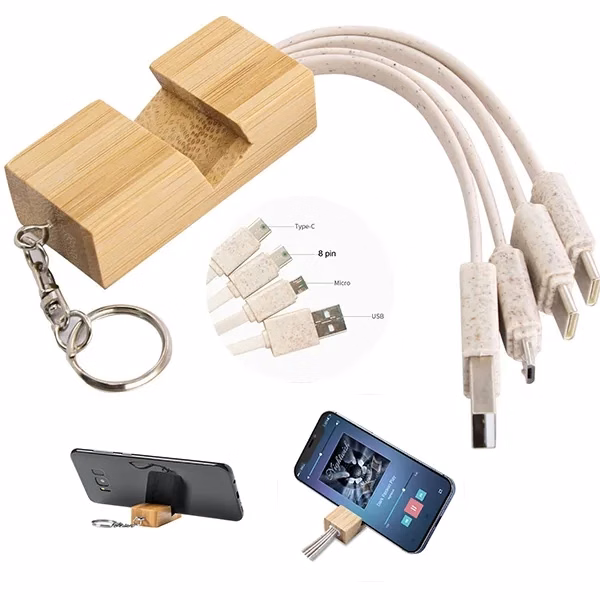 Eco-Friendly 3-In-1 Charging Cable Keychain