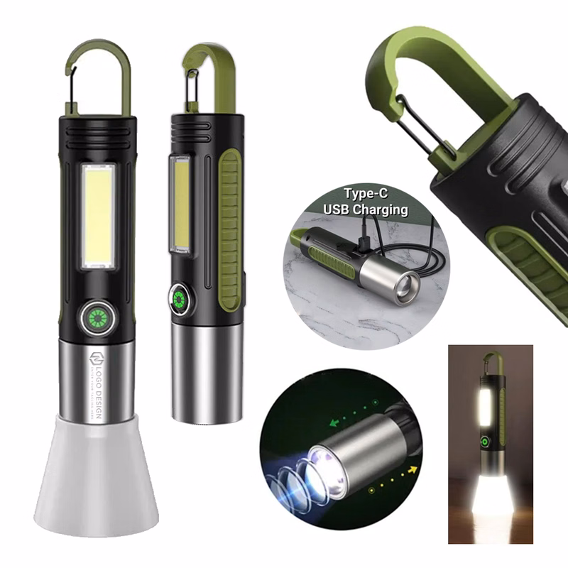 Mini TC Charging Side Lighting Flashlight with Carabiner