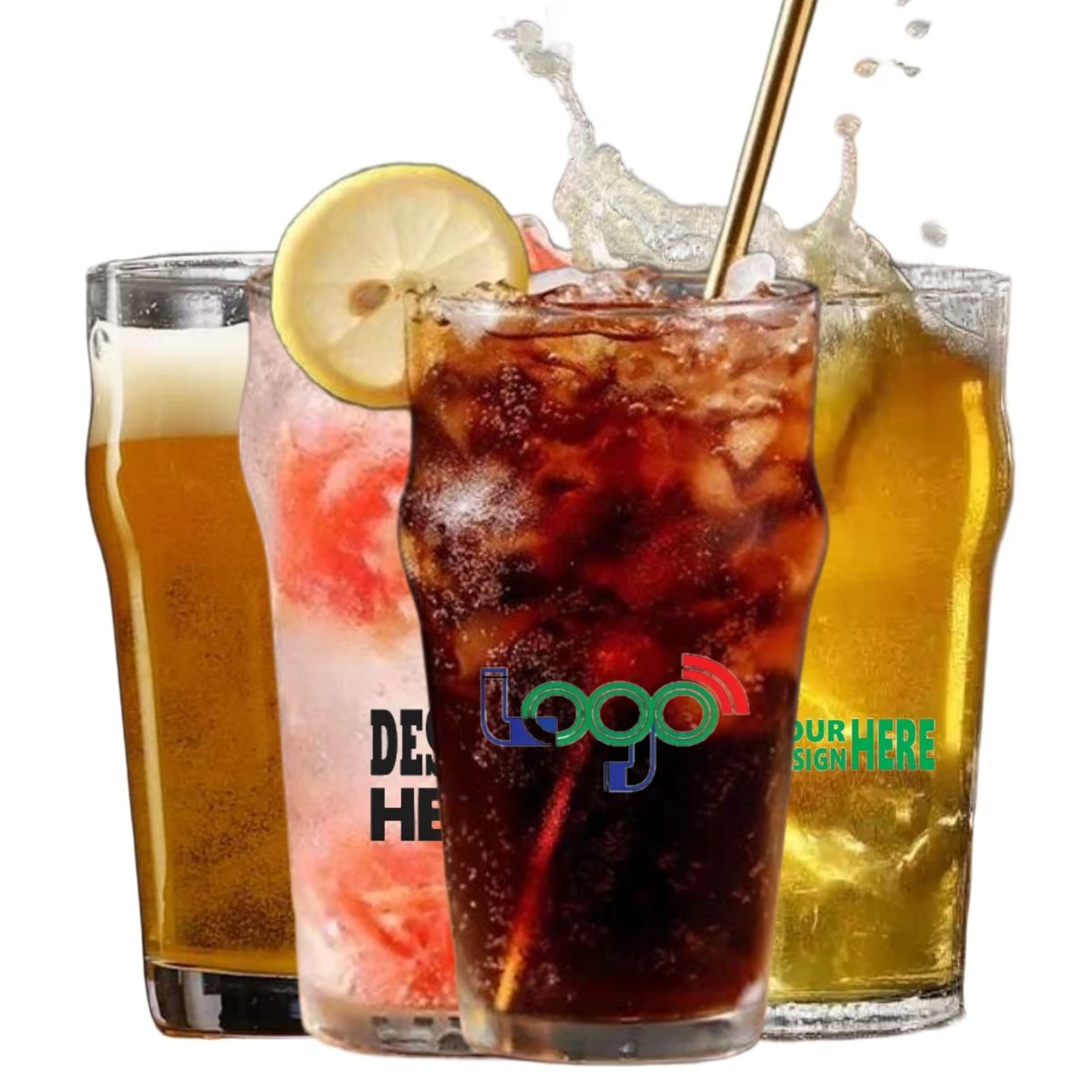 20oz Clear Pint Glasses Set, Heavy Base Beer Tumblers 1