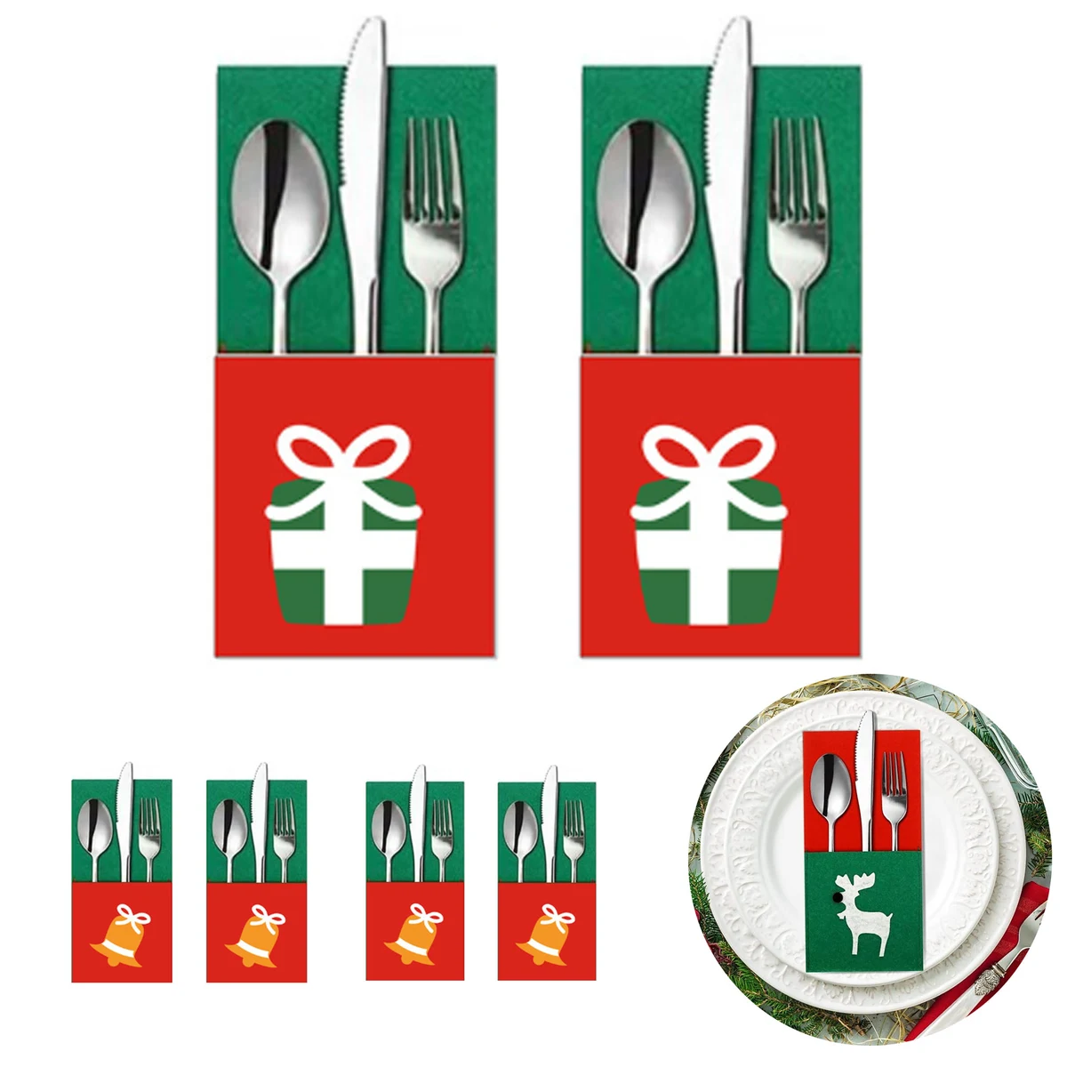 Christmas Felt Cutlery Pouch for Festive Table Decor 1