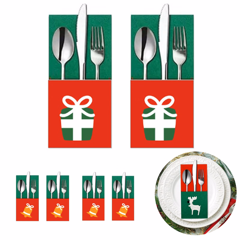 Christmas Felt Cutlery Pouch for Festive Table Decor
