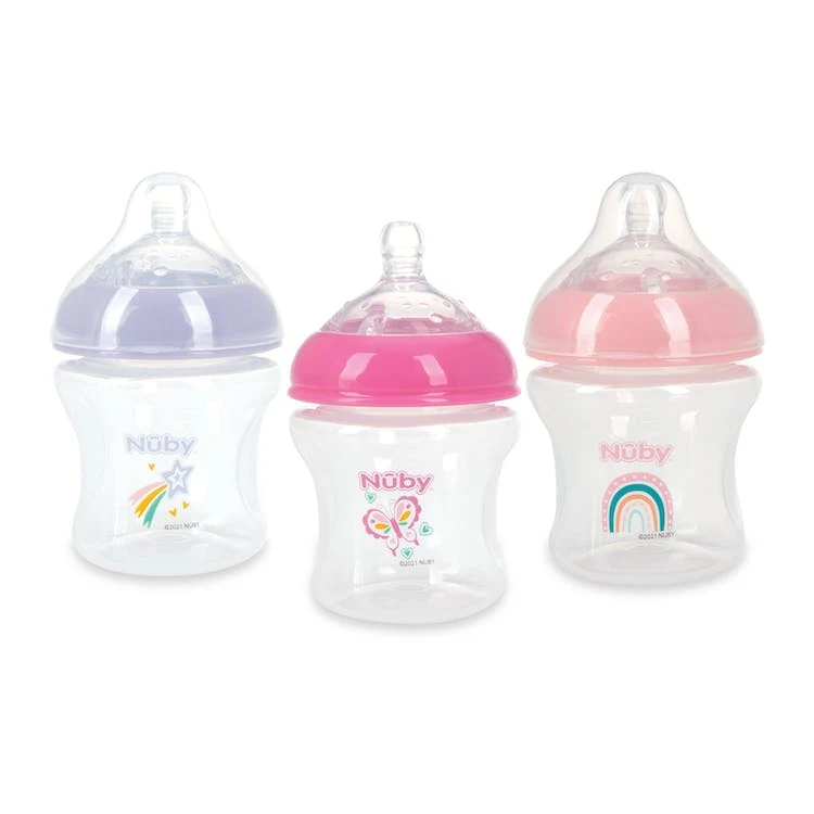 Nuby Bottles with Slow Flow Silicone Nipple - 6 oz 0+ Months 1