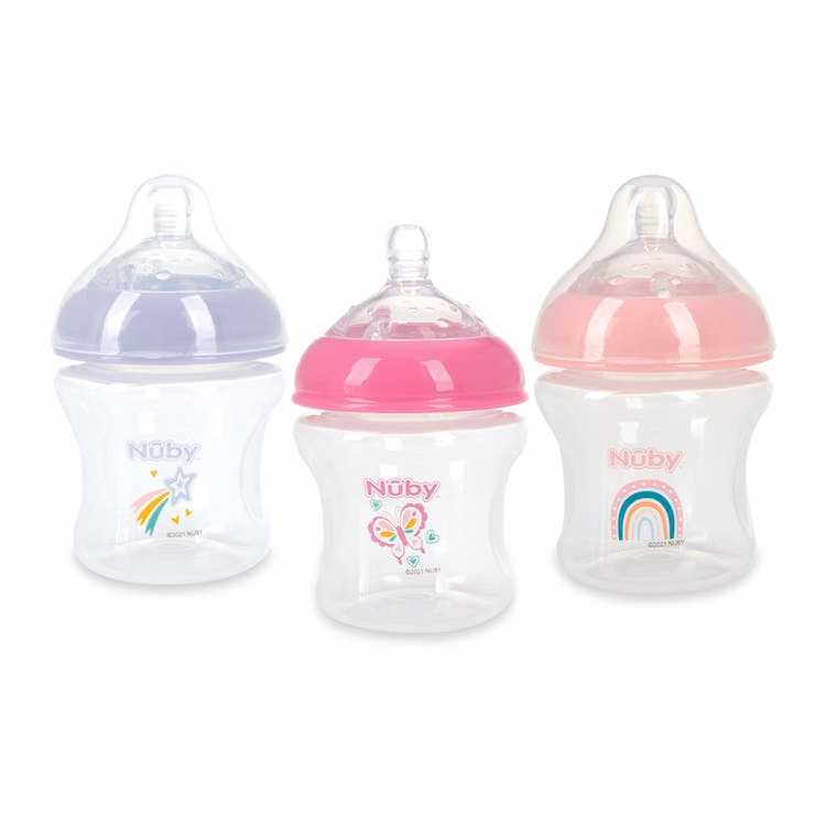 Nuby Bottles with Slow Flow Silicone Nipple - 6 oz 0+ Months