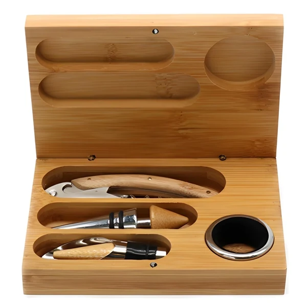 Modern Bamboo Wine Opener Set 1