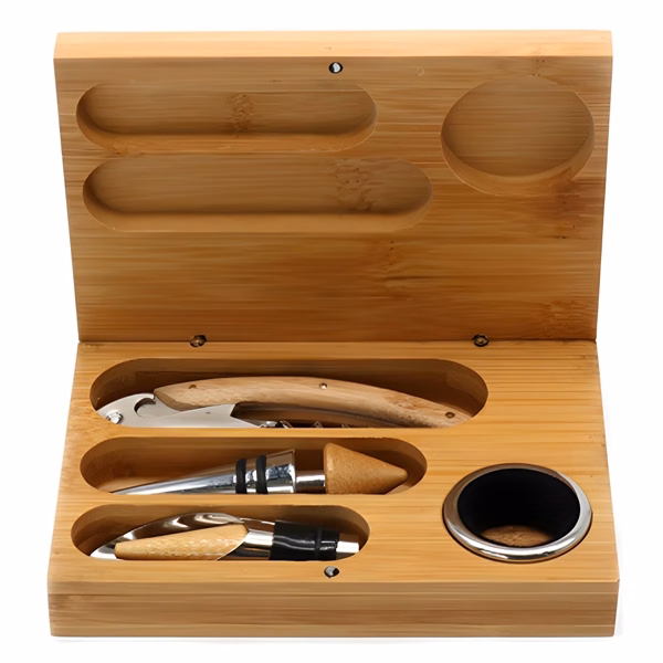 Modern Bamboo Wine Opener Set