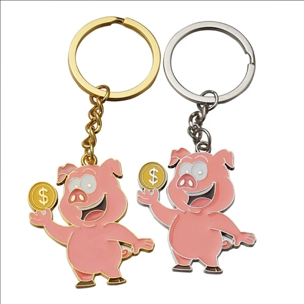 Custom Metal Piggy Bank Key Ring — Finance Savings & Corporate Wealth Promo 1