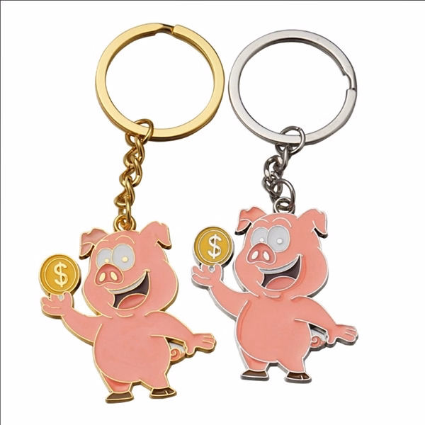 Custom Metal Piggy Bank Key Ring — Finance Savings & Corporate Wealth Promo