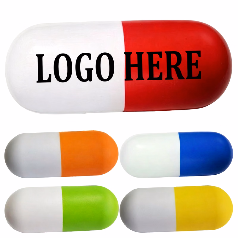 PU Capsule Pill Shape Stress Reliever Ball Squeeze Toy