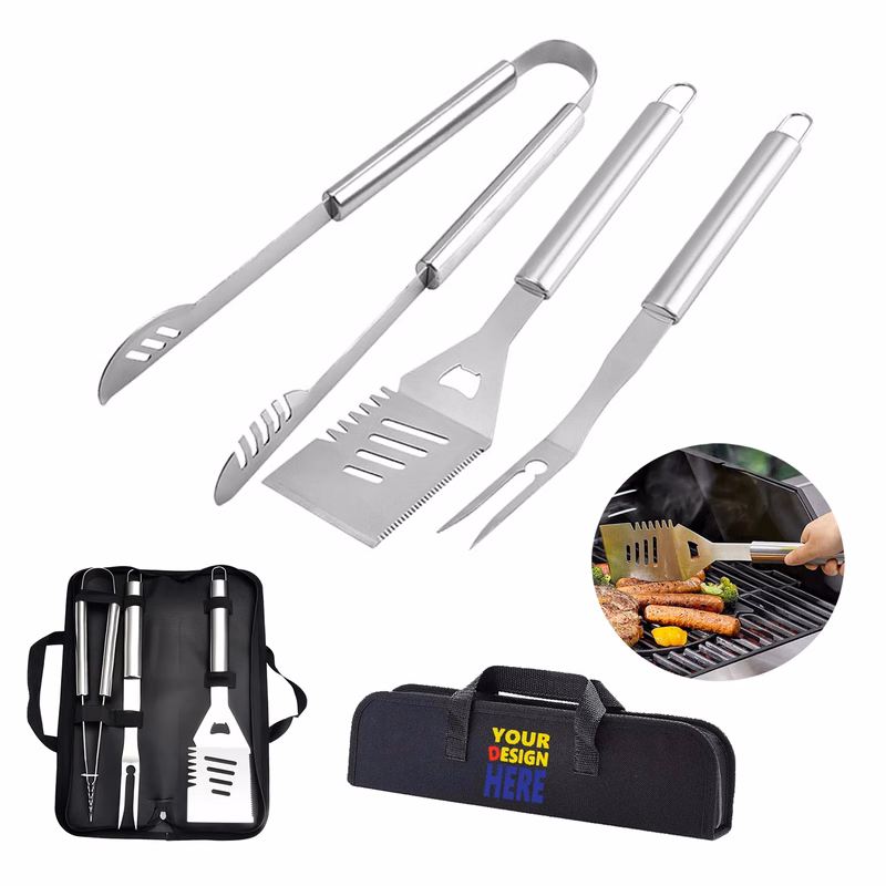 MOQ 12PCS 3-Piece Stainless Steel BBQ Tool Set