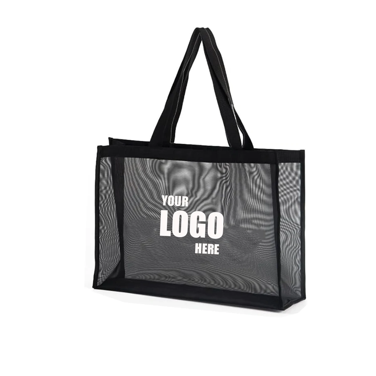 Black Mesh Reusable Shopping Tote Bag 1