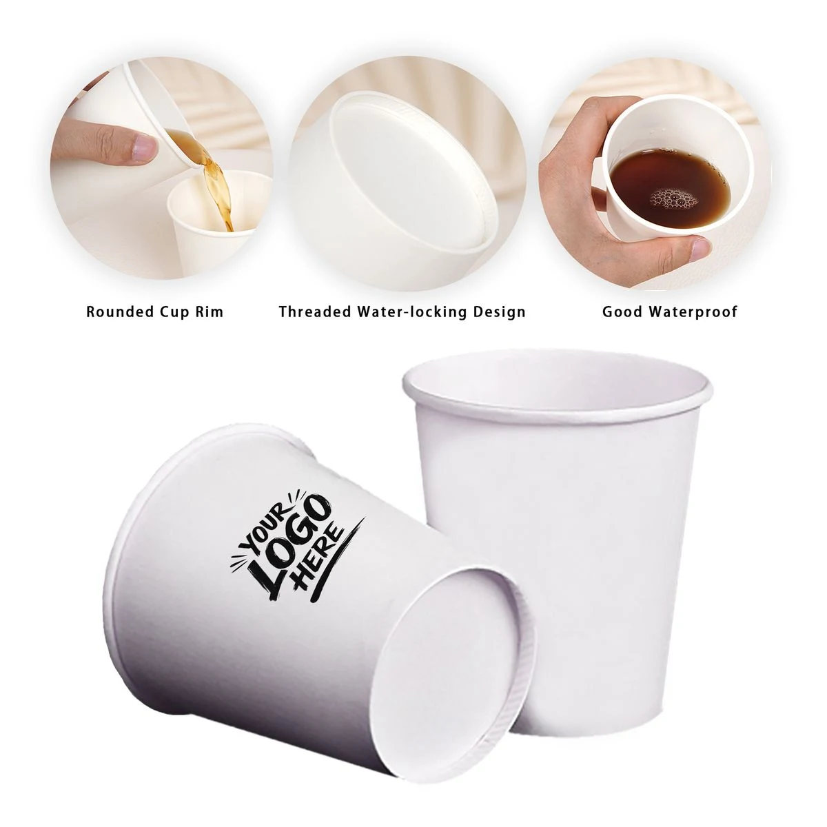 9oz White Disposable Paper Cup Hot Cold Beverage 1