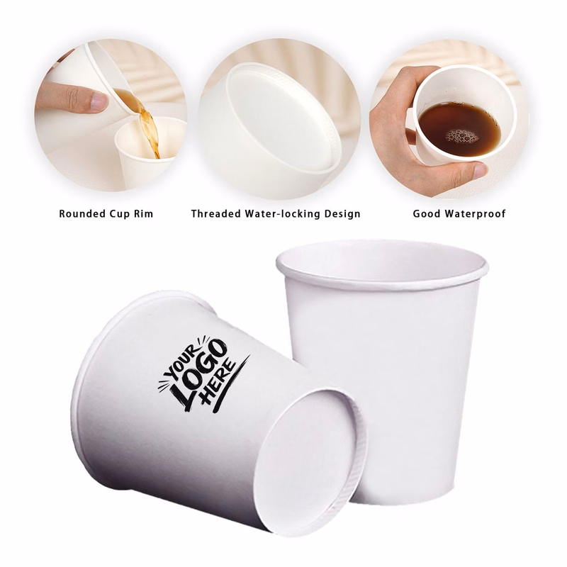 9oz White Disposable Paper Cup Hot Cold Beverage