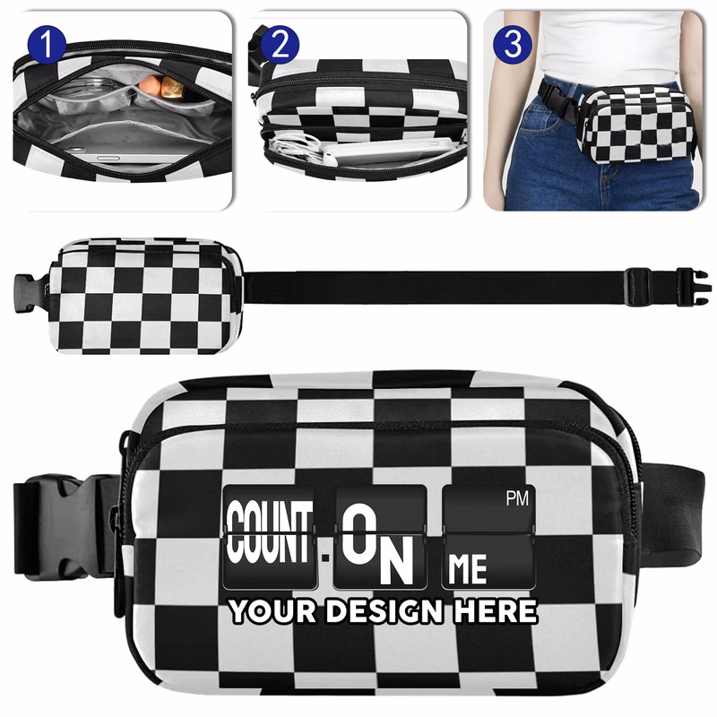 Racing Style Black & White Belt Bag