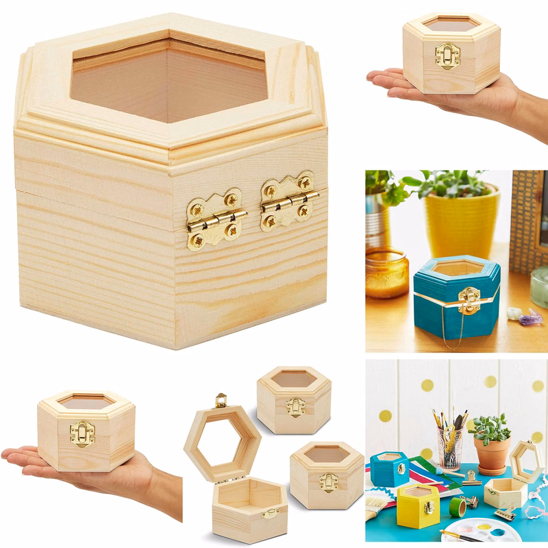 Hexagon Wood Jewelry Box