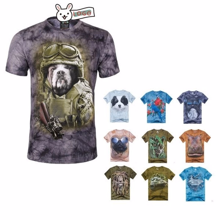 Tie-Dyed 3D Animal Print T-Shirt