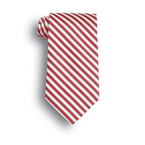 Red/White Saville Stripe Polyester Ties 1